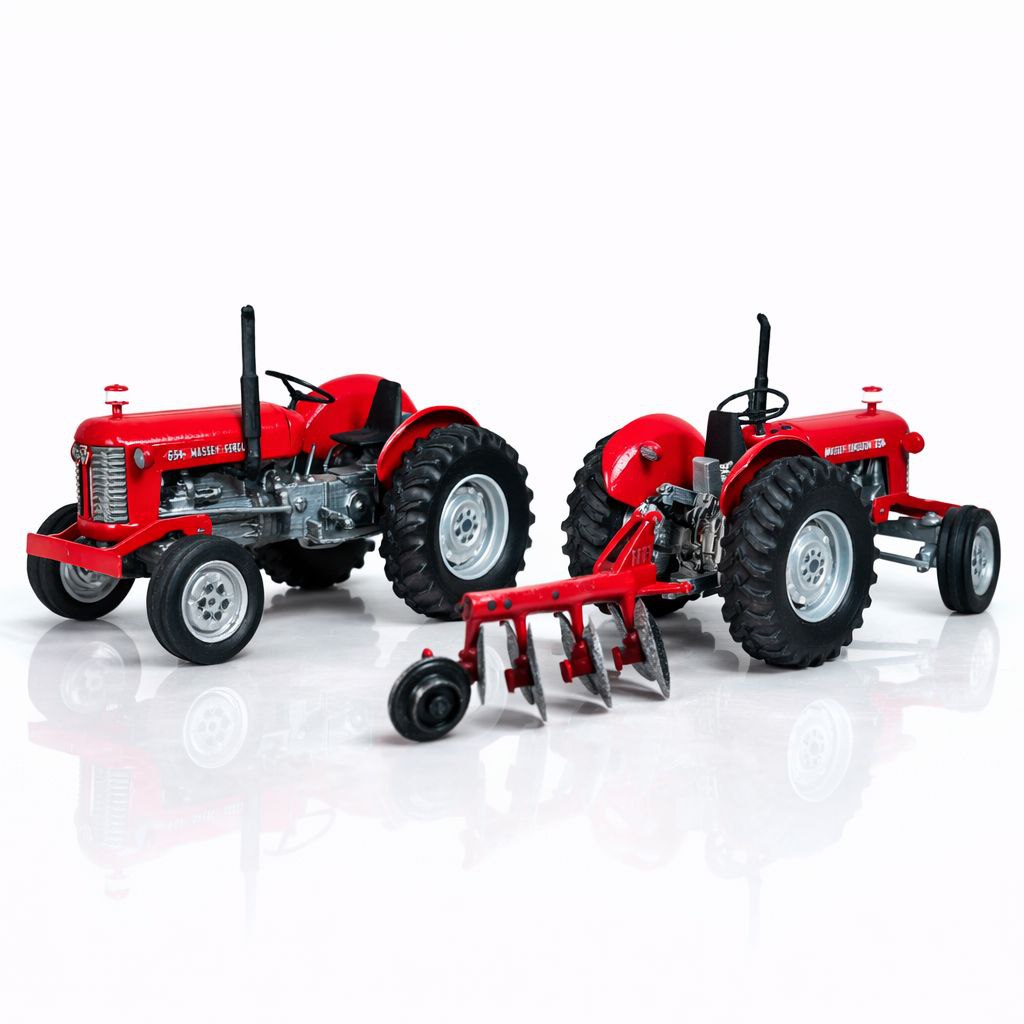 Miniatura Massey Ferguson 65X + Arado 3 Bacias - 1/24 (Controle Remoto)